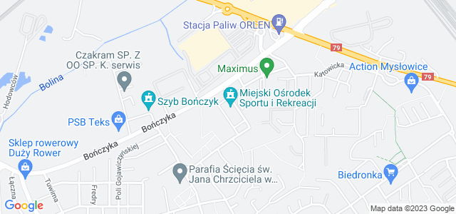 Mapa dojazdu MOSiR - Miejski Ośrodek Sportu i Rekreacji Mysłowice
