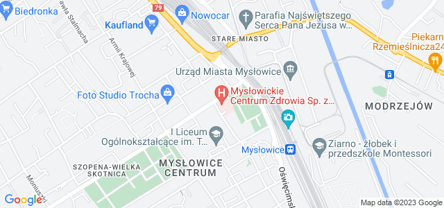 Mapa dojazdu Mysłowickie Centrum Zdrowia Mysłowice