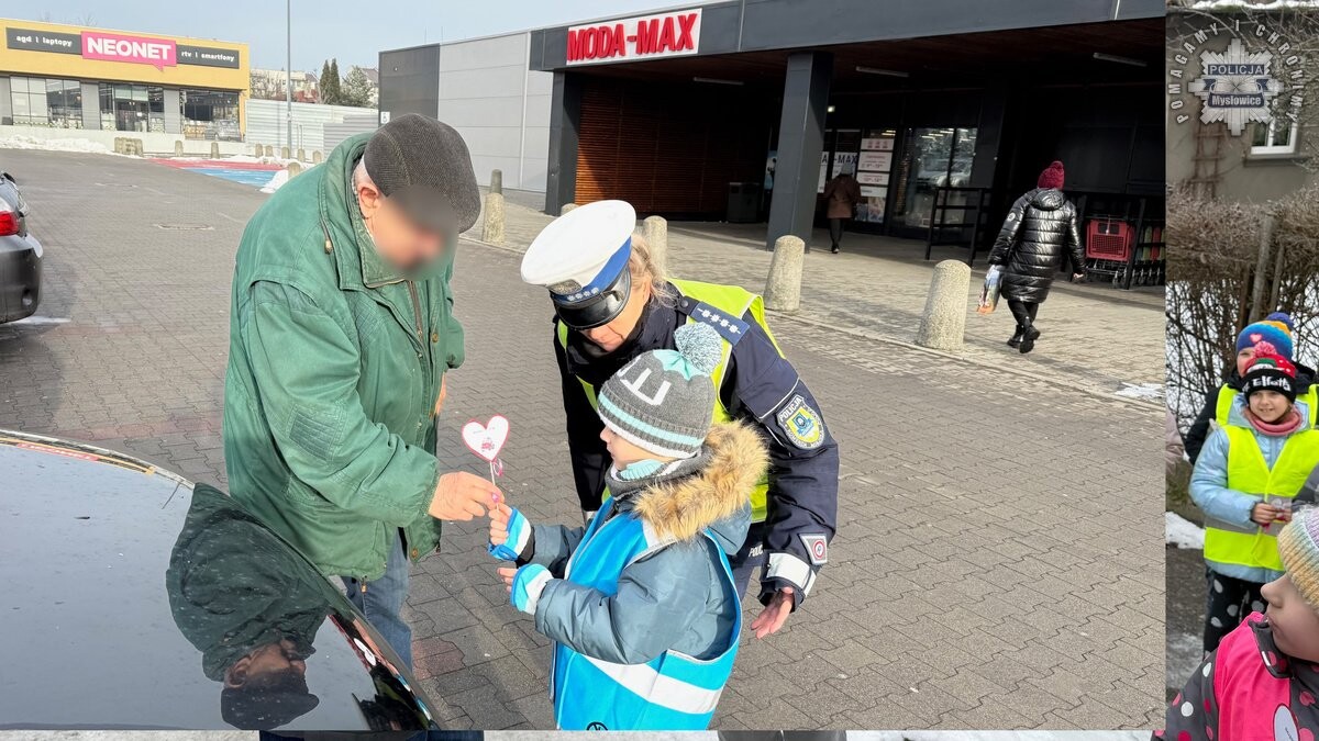 Dzień Babci i Dziadka z sercem: akcja profilaktyczna mysłowickiej drogówki